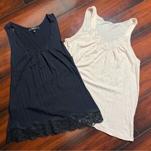 Express Women’s Lace Trim Layer Tank Top Black Pink Small XS Lot of 2